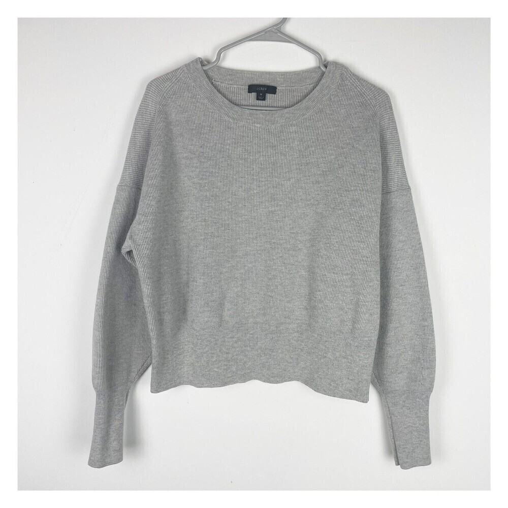 j‎ crew Woman’s long sleeve sweater gray pullover Wool Blend Medium​​​​​